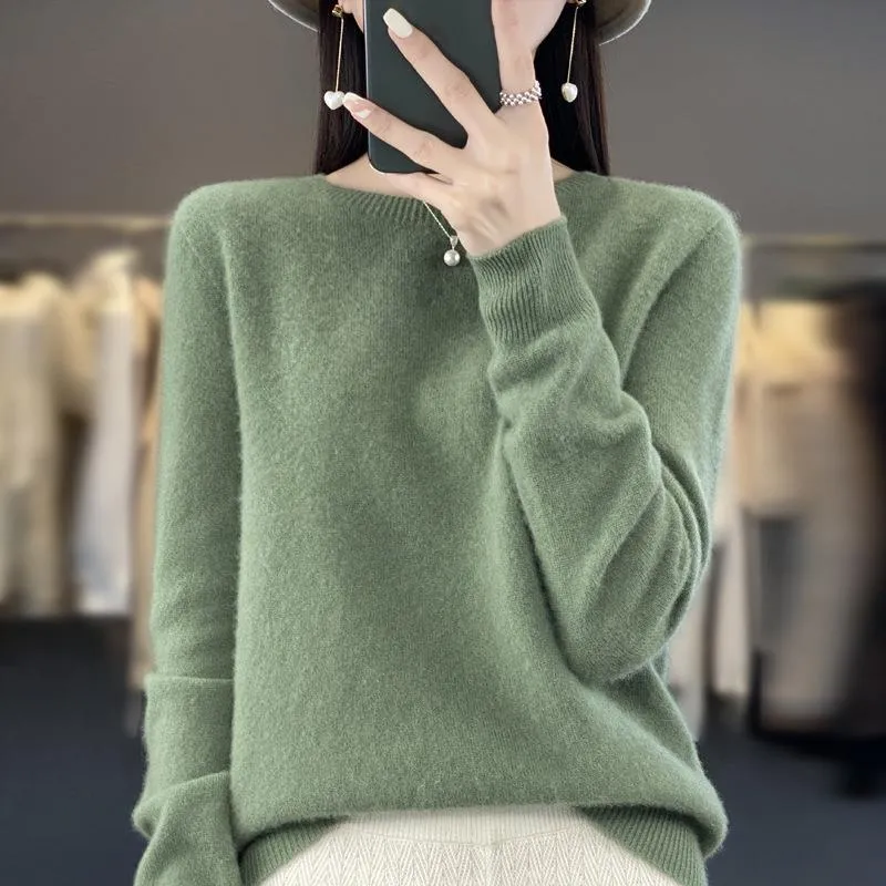 Damen Lockerer Feinstrick-Pullover mit Rundhalsausschnitt und flauschiger Angora-Optik Nord Taschen