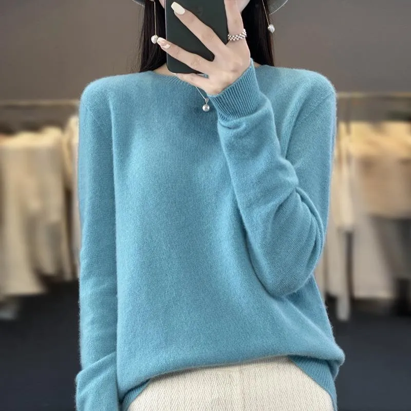 Damen Lockerer Feinstrick-Pullover mit Rundhalsausschnitt und flauschiger Angora-Optik Nord Taschen