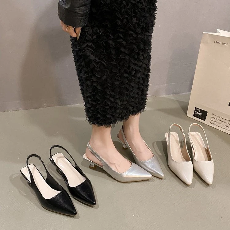 Damen Slingback-Pumps mit spitzer Zehenpartie und modischem Blockabsatz Nord Taschen