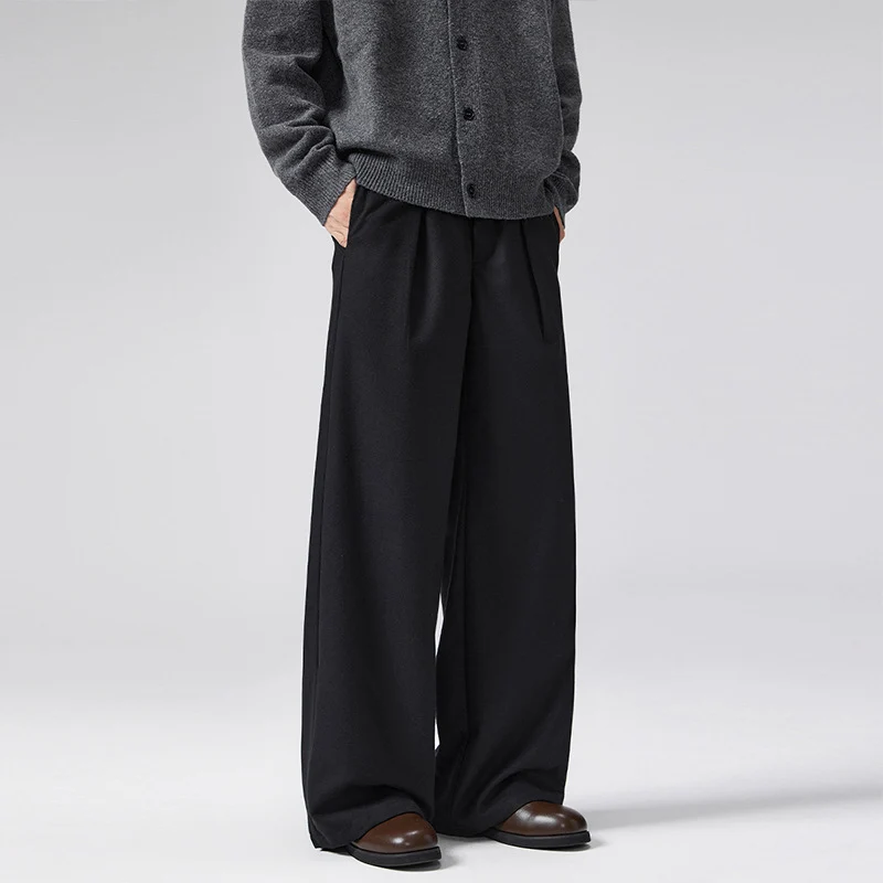 Herren Extraweite Woll‑Mix Anzughose mit Bügelfalte und hoher Taille Nord Taschen