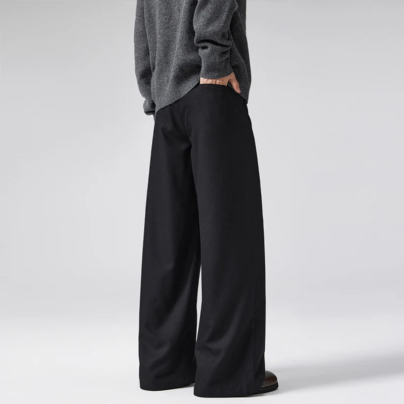 Herren Extraweite Woll‑Mix Anzughose mit Bügelfalte und hoher Taille Nord Taschen
