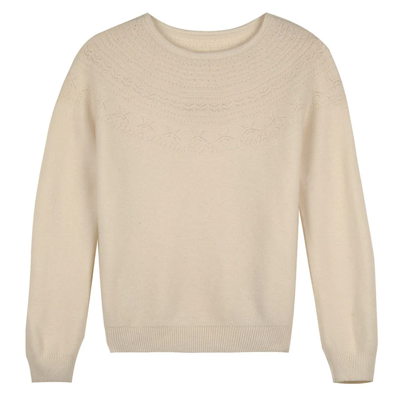 Damen Rundhals-Feinstrickpullover mit strukturierter Passe und Kaschmir-Optik Nord Taschen