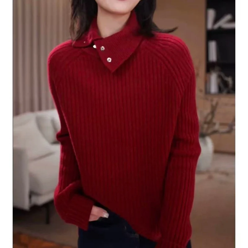 Damen Rollkragenpullover mit Druckknopf‑Leiste und feiner Rippenstruktur Nord Taschen