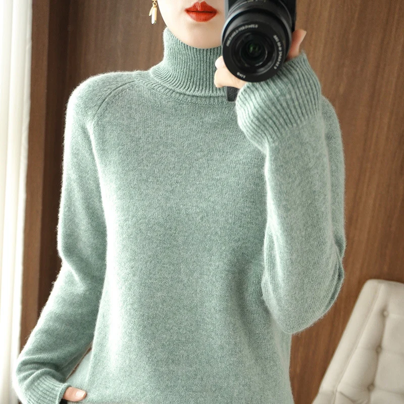 Damen Rollkragenpullover aus weichem Wollmix mit verlängerten Bündchen Nord Taschen