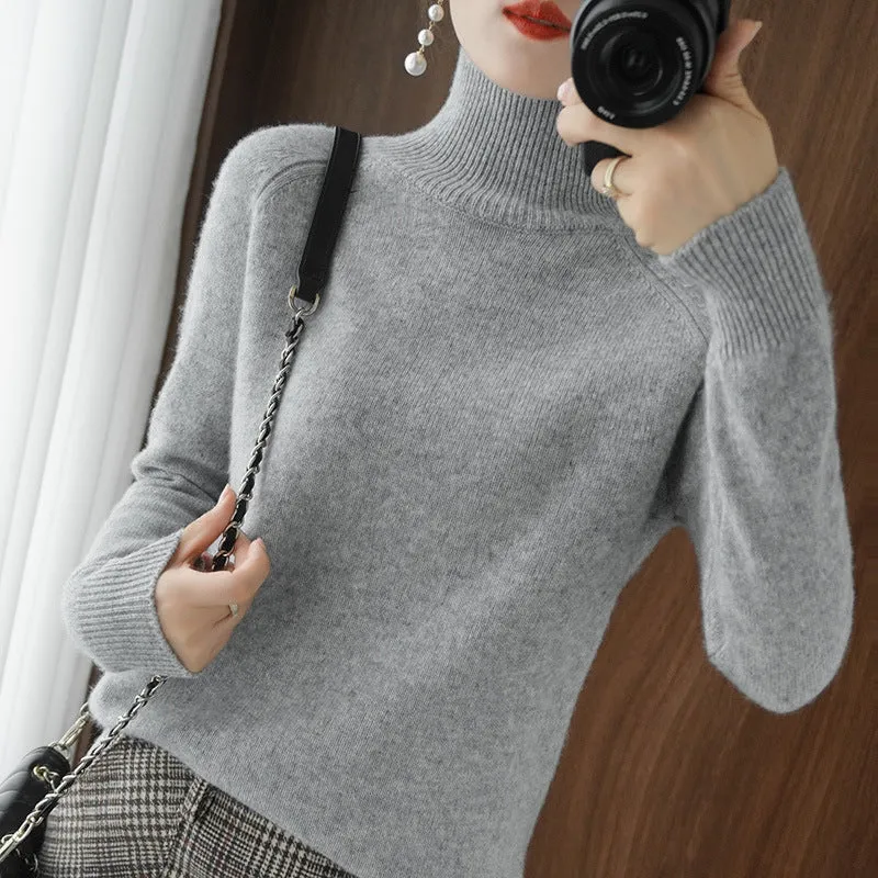 Damen Rollkragenpullover aus Kaschmir-Mix mit feiner Rippstruktur und überschnittener Schulter Nord Taschen