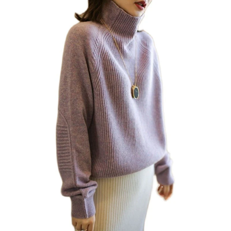 Damen Rollkragenpullover aus feinem Rippstrick mit Raglanärmeln und legerer Silhouette Nord Taschen