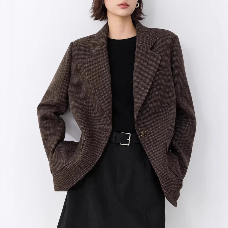 Damen Elegante oversized Jacke mit strukturiertem Design Nord Taschen