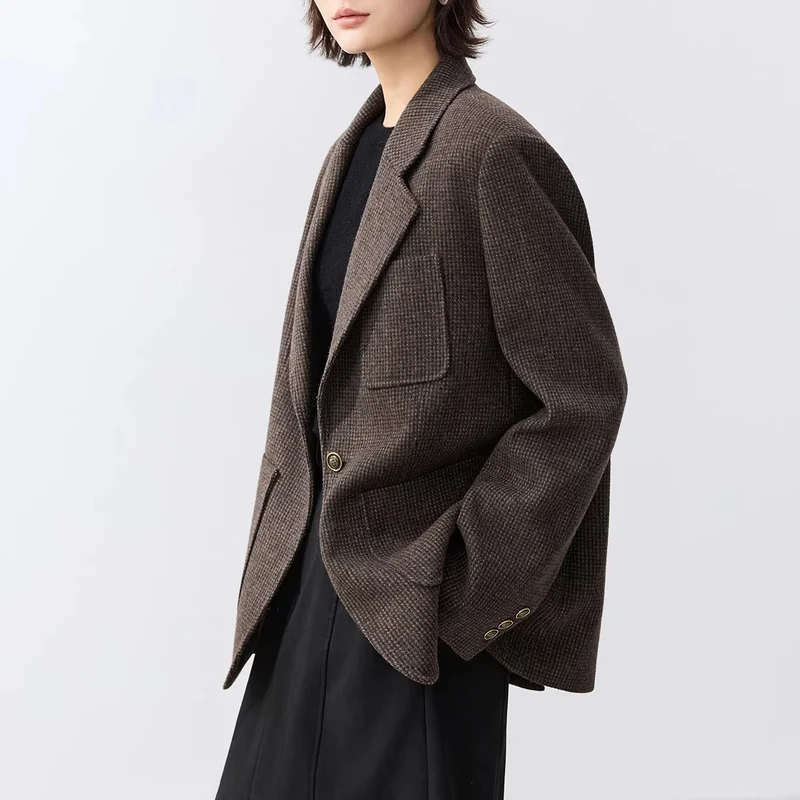 Damen Elegante oversized Jacke mit strukturiertem Design Nord Taschen