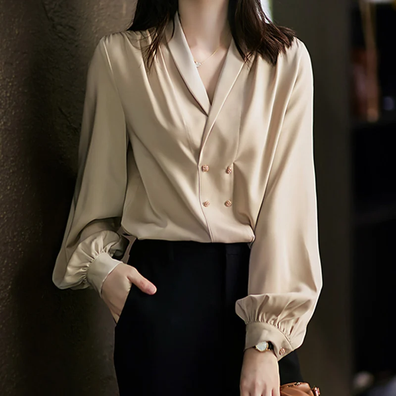 Damen Elegante Oversized-Bluse mit Drapierung Nord Taschen