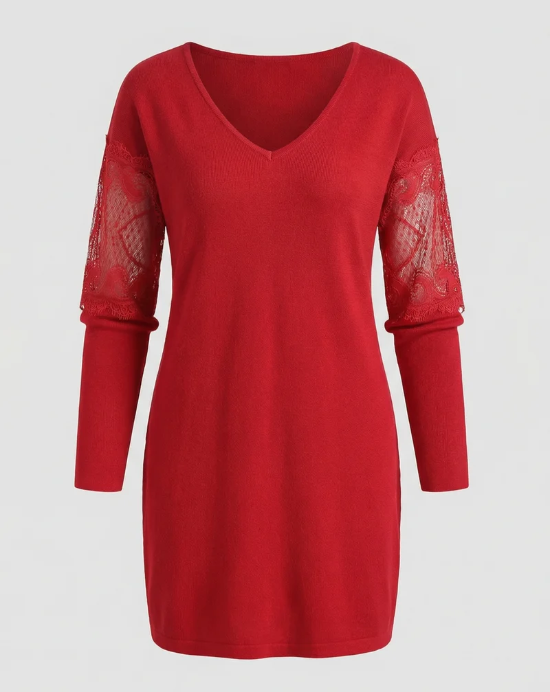 Schwarzes Blumen Mesh Midikleid