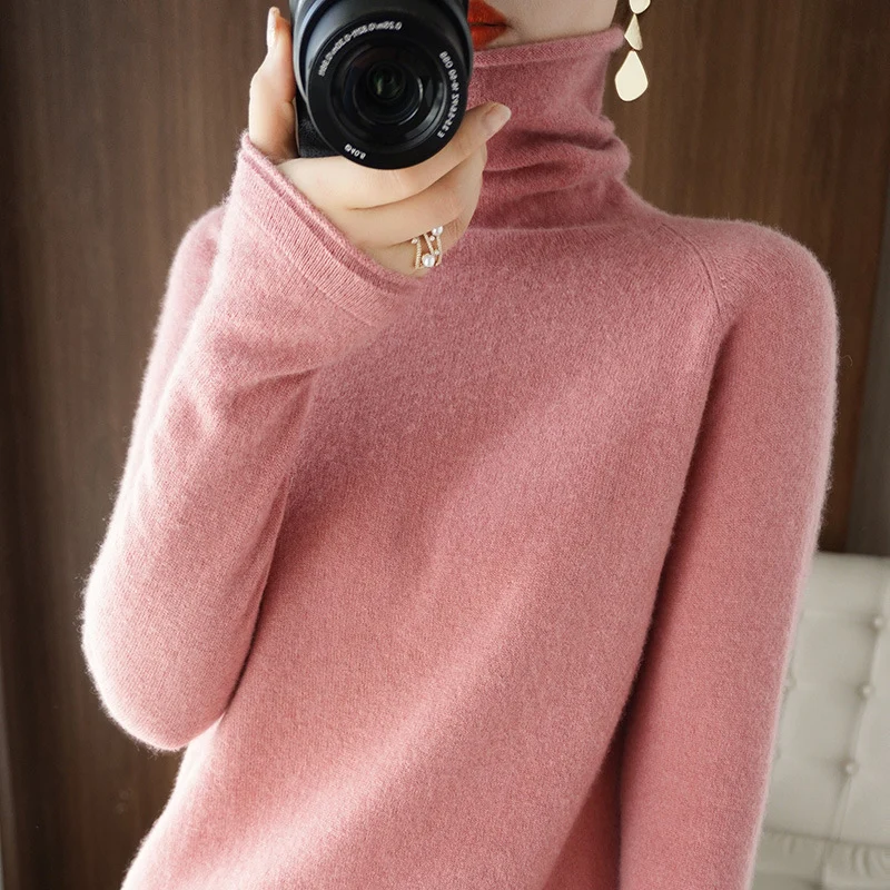 Damen Weicher Rollkragenpullover aus Kaschmir‑Look mit Daumenloch und figurbetonter Silhouette Nord Taschen