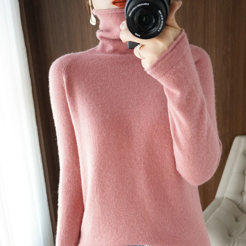 Damen Weicher Rollkragenpullover aus Kaschmir‑Look mit Daumenloch und figurbetonter Silhouette Nord Taschen