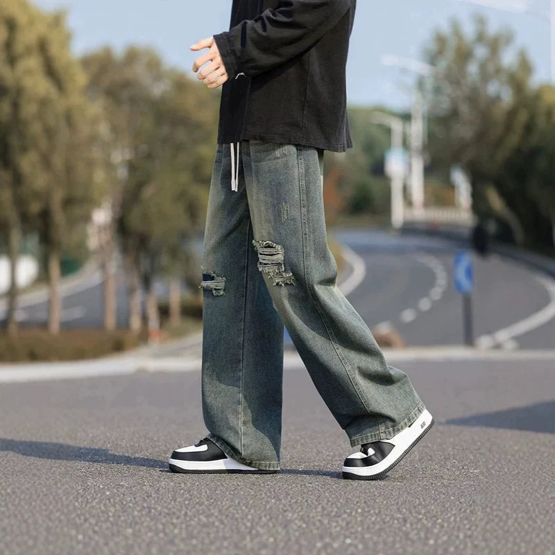 Herren Weitgeschnittene Destroyed Jeans Nord Taschen