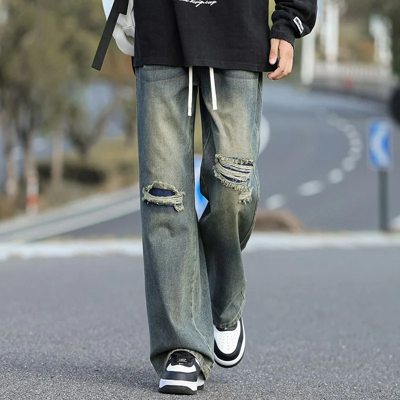 Herren Weitgeschnittene Destroyed Jeans Nord Taschen