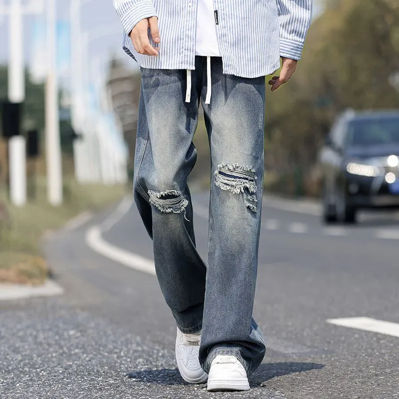 Herren Weitgeschnittene Destroyed Jeans Nord Taschen