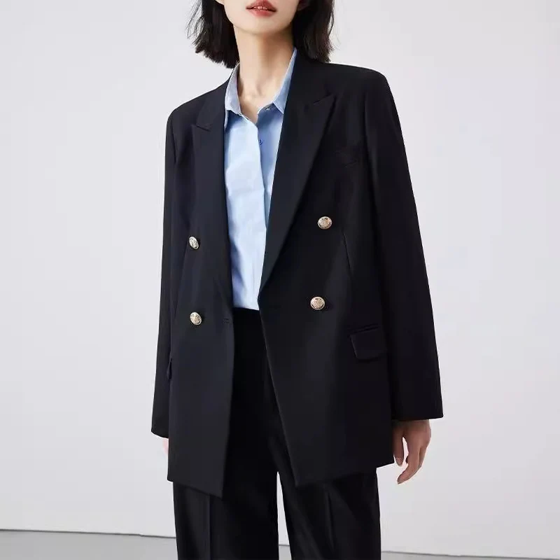 Damen Doppelreiher Blazer mit glänzenden Knöpfen Nord Taschen