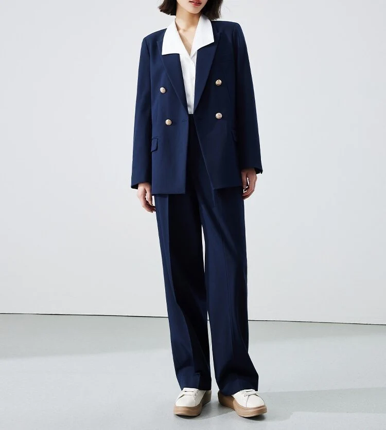 Damen Doppelreiher Blazer mit glänzenden Knöpfen Nord Taschen