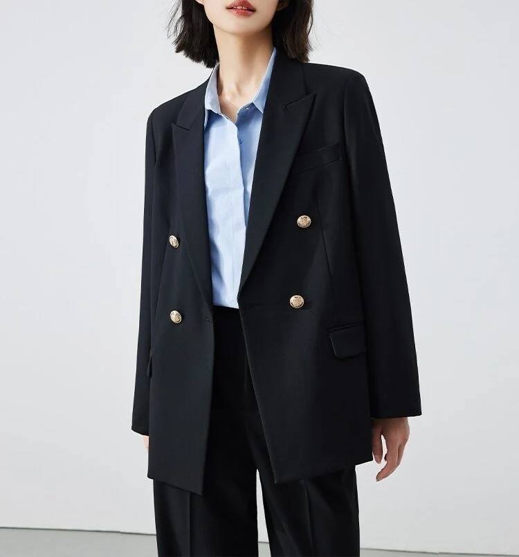 Damen Doppelreiher Blazer mit glänzenden Knöpfen Nord Taschen