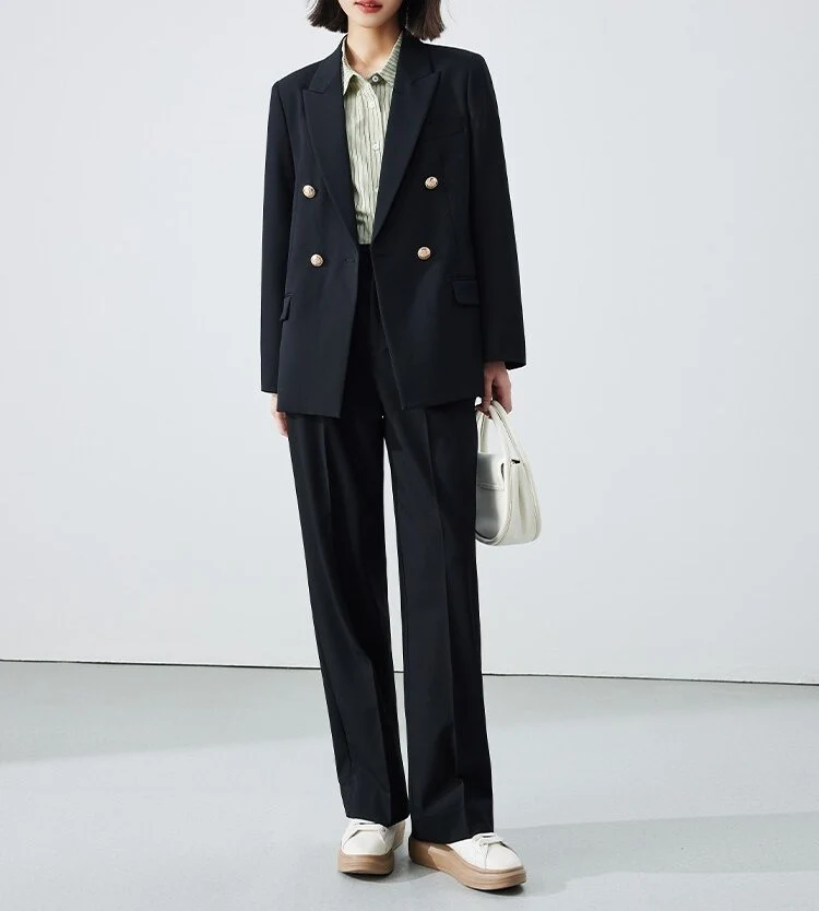 Damen Doppelreiher Blazer mit glänzenden Knöpfen Nord Taschen