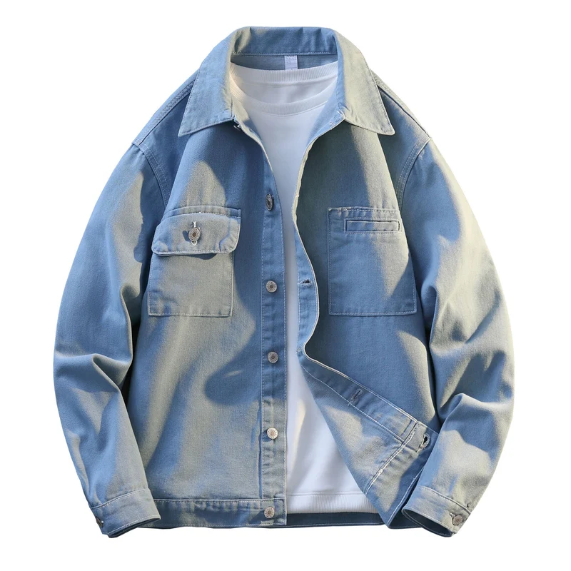 Herren Leichte Overshirt-Jeansjacke mit Brusttaschen und geradem Schnitt Nord Taschen