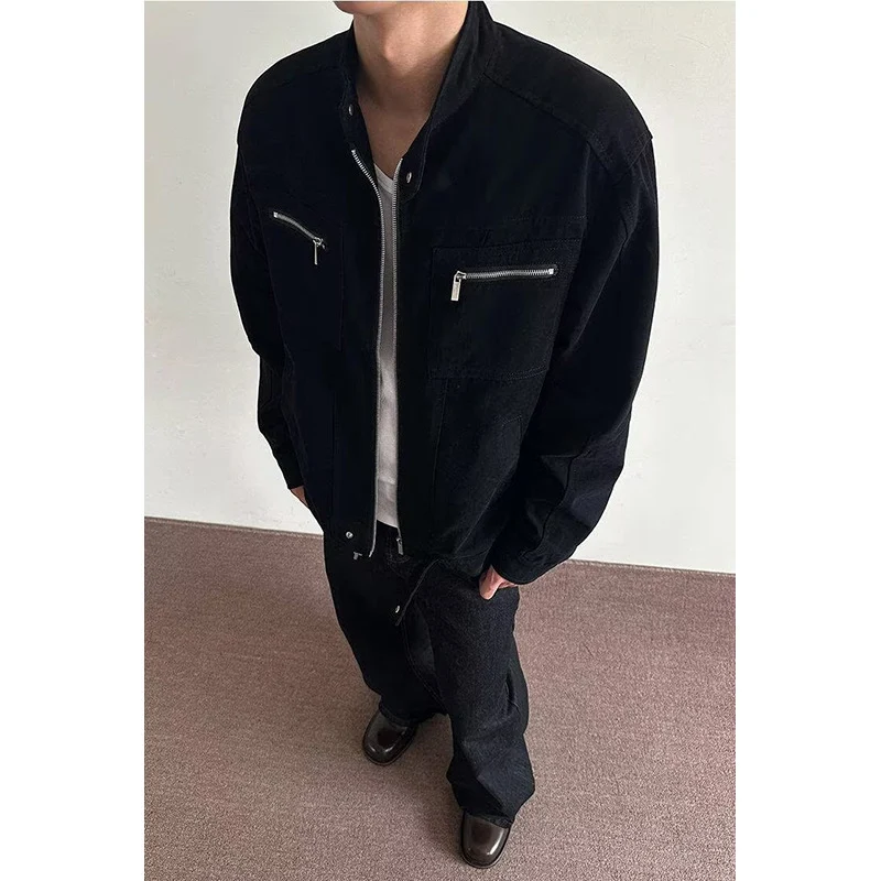 Herren Leichte Overshirt-Jacke mit Stehkragen und Reißverschlusstaschen Nord Taschen