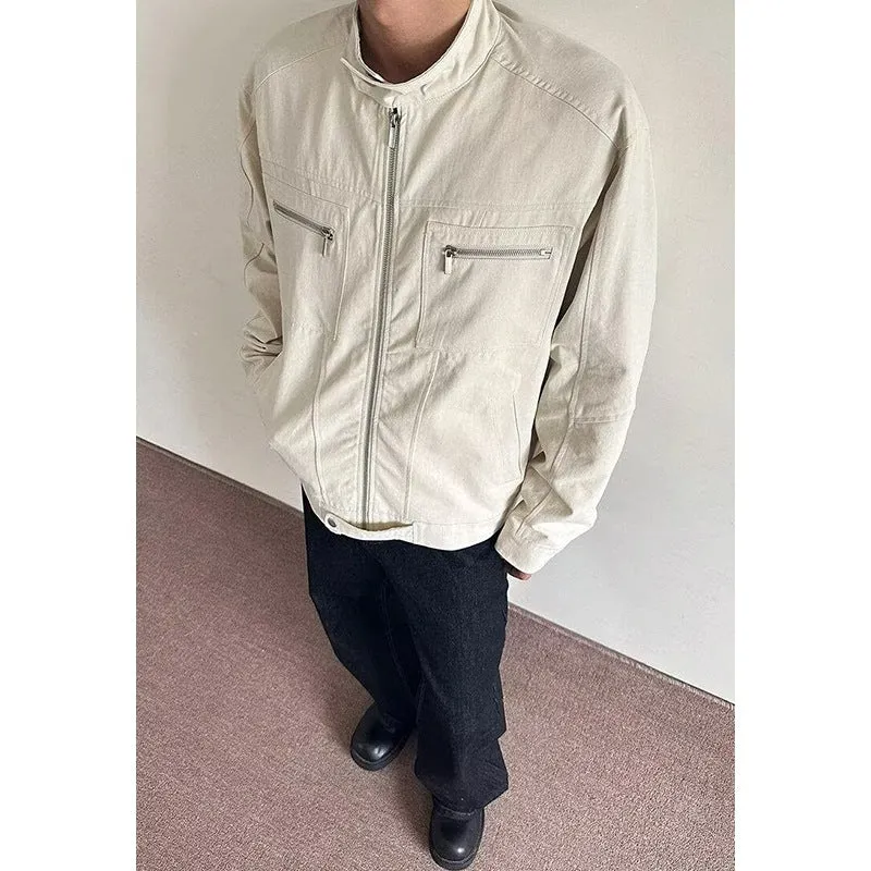 Herren Leichte Overshirt-Jacke mit Stehkragen und Reißverschlusstaschen Nord Taschen