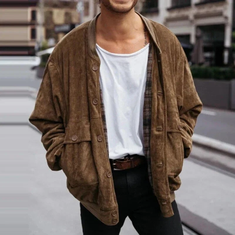 Herren lässige Wildlederjacke im Vintage-Stil mit praktischen Taschen Nord Taschen