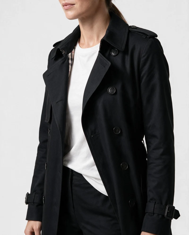 Damen Langer Trenchmantel Bindegürtel
