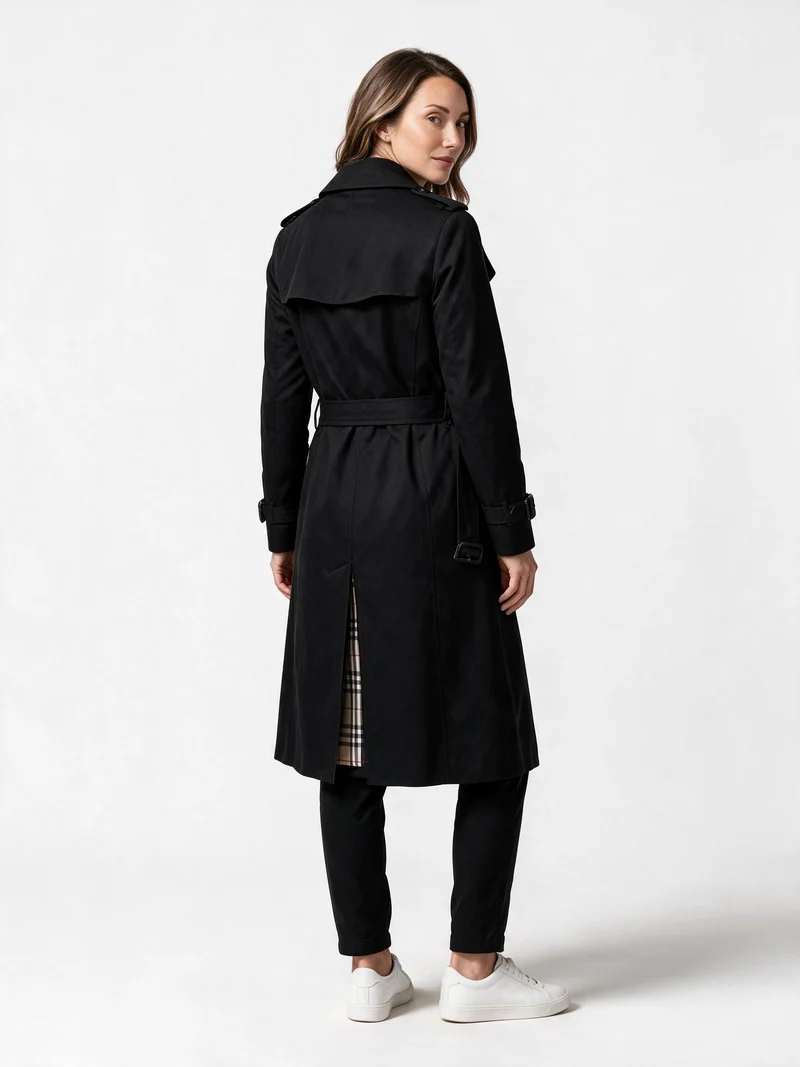 Damen Langer Trenchmantel Bindegürtel