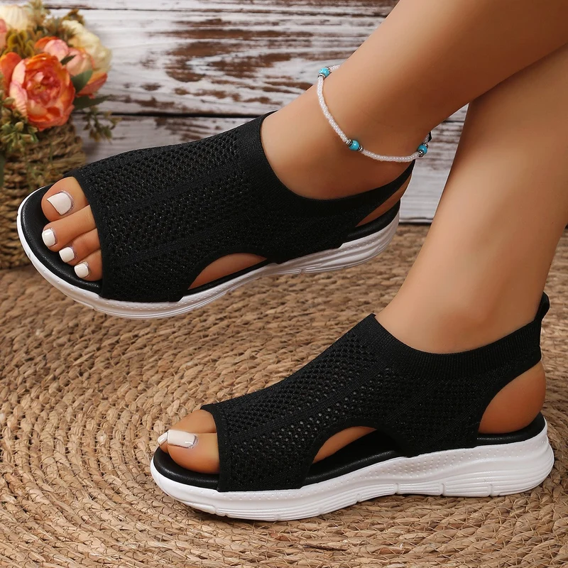 Damen atmungsaktive Badeschuhe mit rutschfester Sohle und elastischem Knöchelansatz