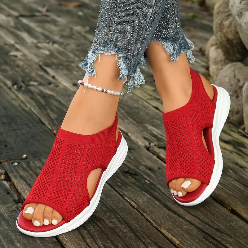 Damen atmungsaktive Badeschuhe mit rutschfester Sohle und elastischem Knöchelansatz