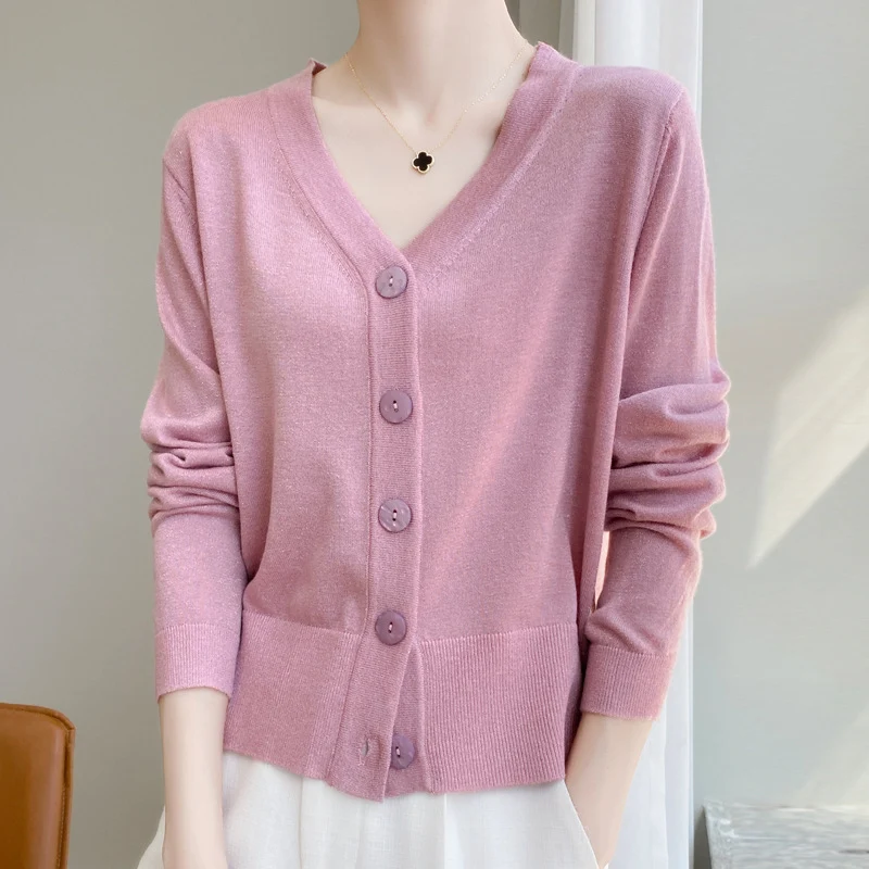 Damen Leichter V‑Ausschnitt-Cardigan mit seitlichem Saumschlitz und geripptem Bund Nord Taschen