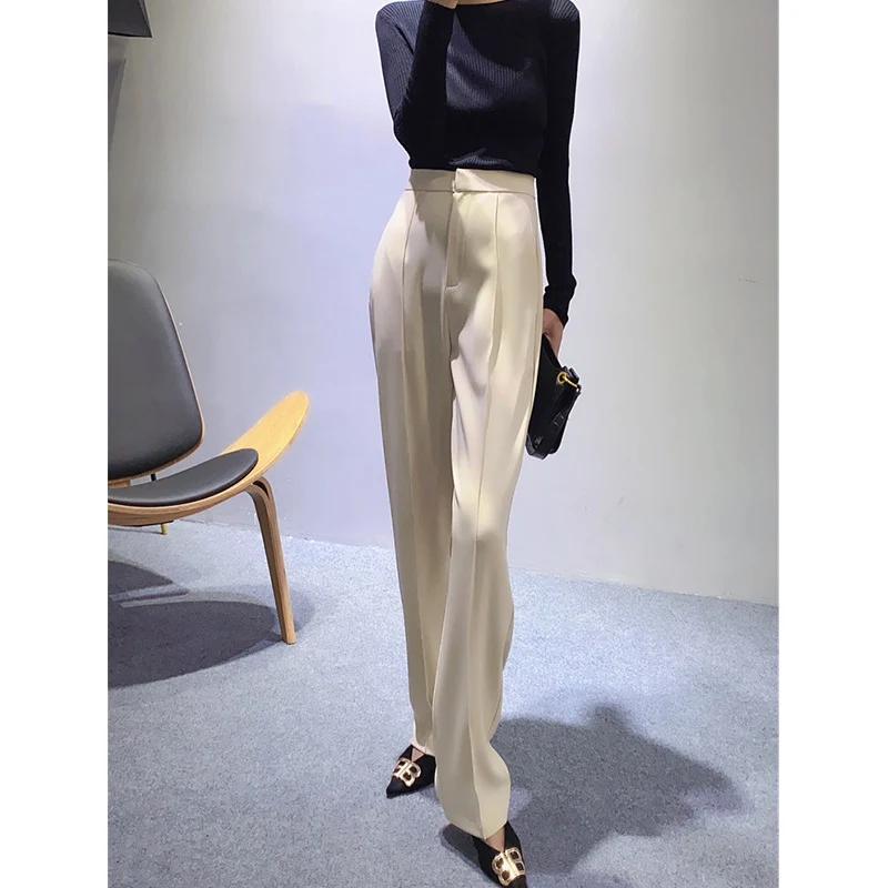 Damen Elegante und schicke Hochtaillierte Stoffhose Nord Taschen