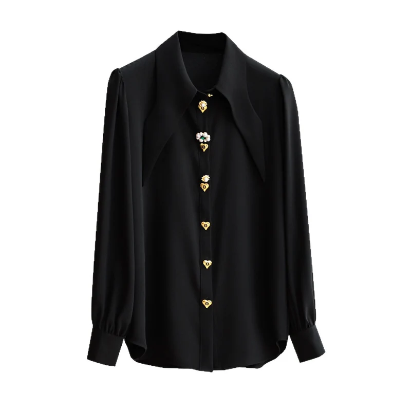 Damen Elegante und raffinierte Bluse mit Schmuckknöpfen Nord Taschen