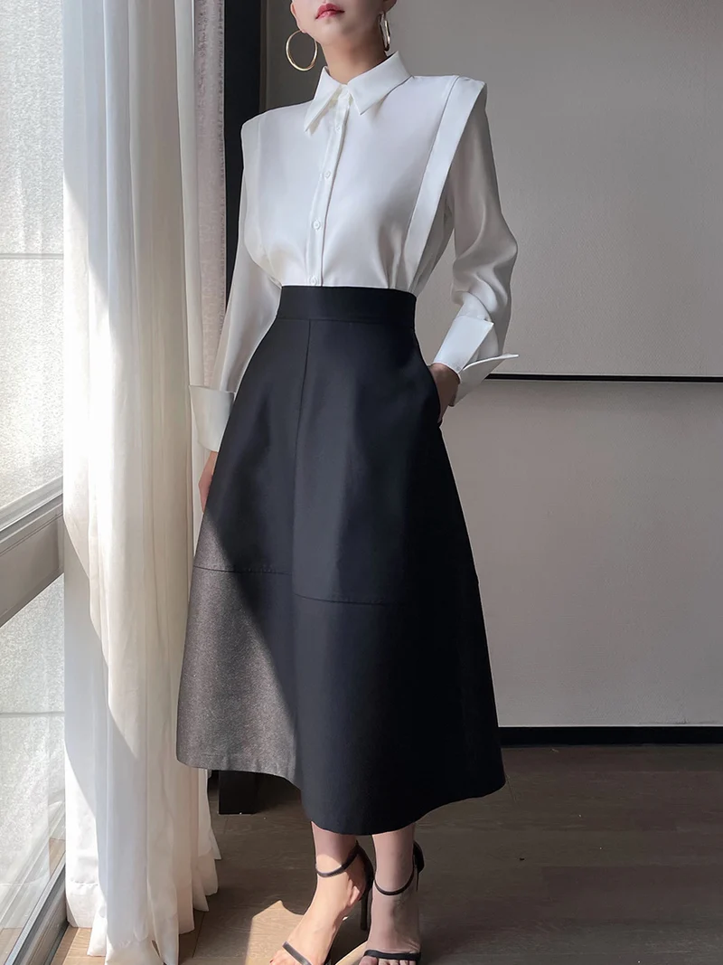 Damen Elegante und modische Bluse mit innovativen Schnitt Nord Taschen