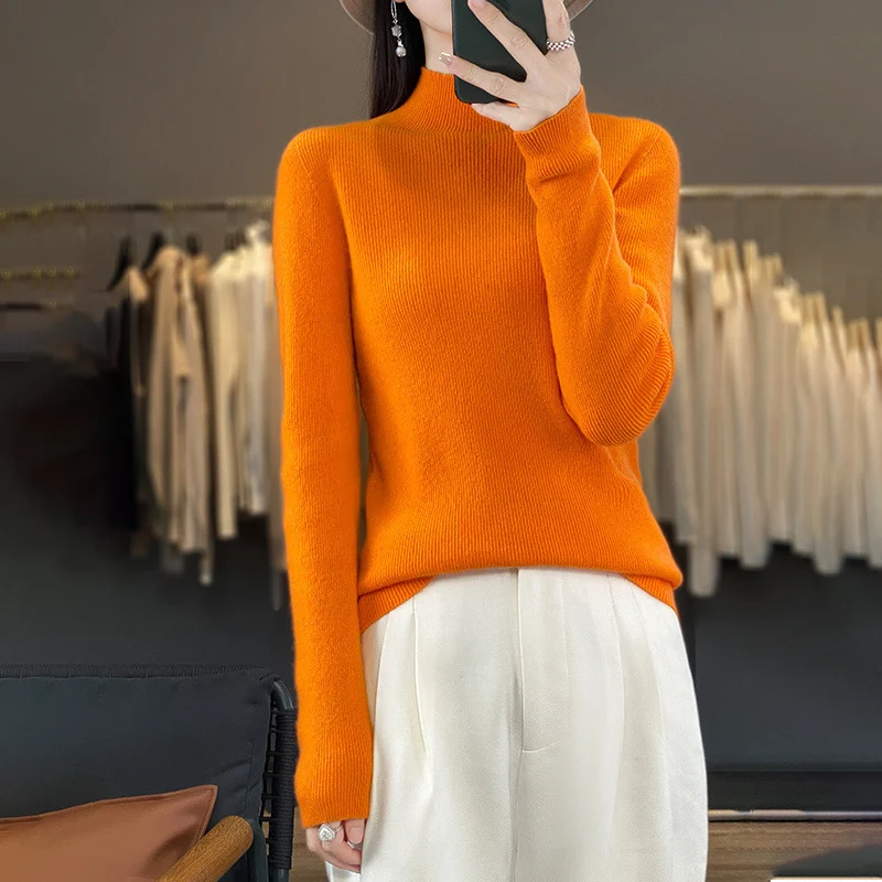 Damen Premium-Feinstrick-Mockneckpullover mit extra langen Ärmelabschlüssen und feiner Rippenstruktur Nord Taschen