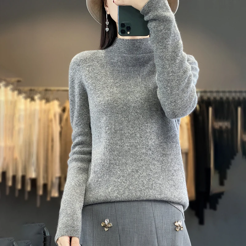 Damen Premium-Feinstrick-Mockneckpullover mit extra langen Ärmelabschlüssen und feiner Rippenstruktur Nord Taschen