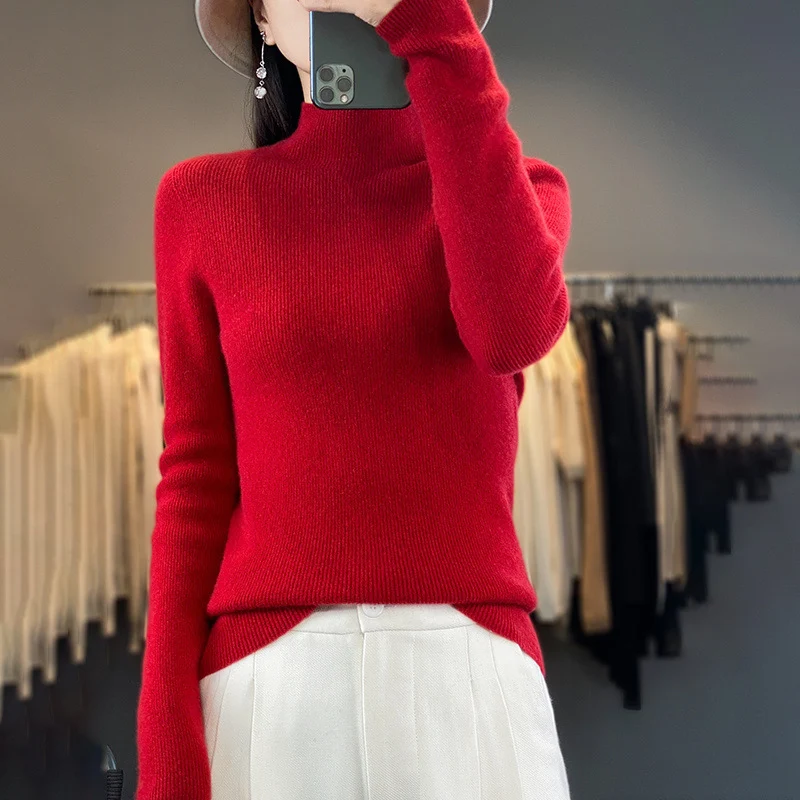 Damen Premium-Feinstrick-Mockneckpullover mit extra langen Ärmelabschlüssen und feiner Rippenstruktur Nord Taschen