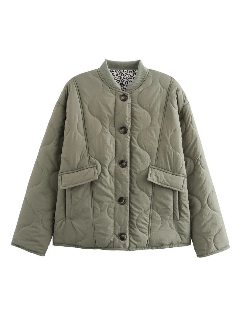 Damen 1700+ gestepptes Cropped‑Blousonjacke im Boxy‑Cut mit Rundhals, Knopfleiste und Pattentaschen Nord Taschen