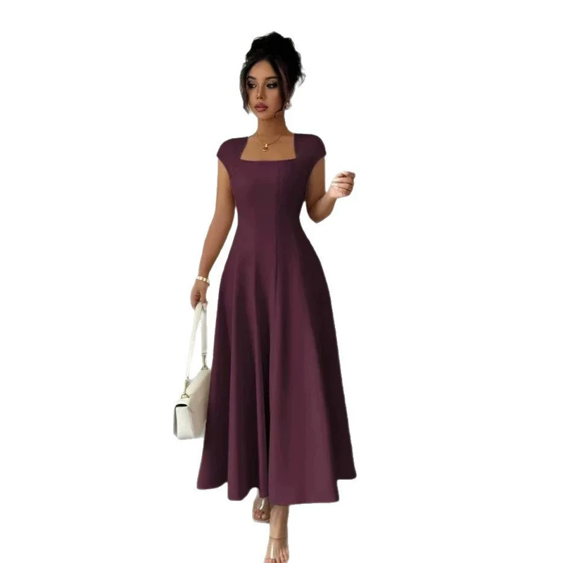 Damen Elegantes Maxikleid mit rechteckigem Ausschnitt und fließendem Rock Avellé