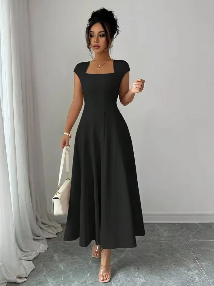 Damen Elegantes Maxikleid mit rechteckigem Ausschnitt und fließendem Rock Avellé