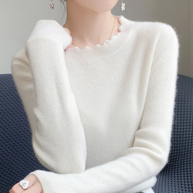 Damen Weicher Feinstrickpullover mit welligem Rundhalsausschnitt und kaschmirähnlicher Oberfläche Nord Taschen