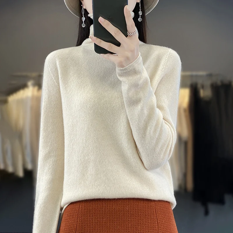 Damen Weicher Feinstrick-Rollkragenpullover mit kaschmirähnlicher Haptik und verlängerten Bündchen Nord Taschen