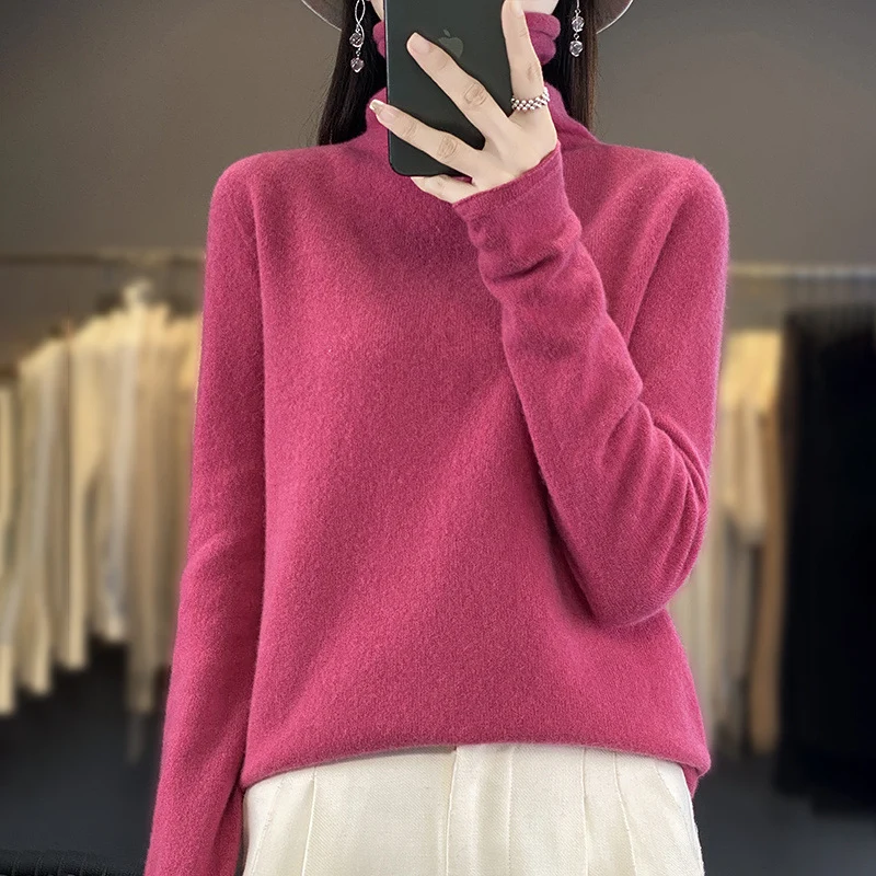 Damen Weicher Feinstrick-Rollkragenpullover mit kaschmirähnlicher Haptik und verlängerten Bündchen Nord Taschen