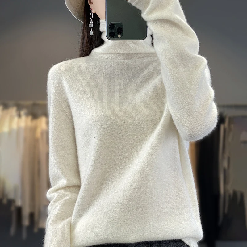 Damen Weicher Feinstrick-Rollkragenpullover mit kaschmirähnlicher Haptik und verlängerten Bündchen Nord Taschen