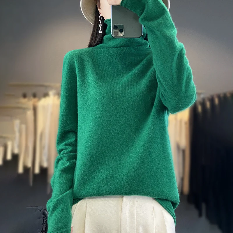 Damen Weicher Feinstrick-Rollkragenpullover mit kaschmirähnlicher Haptik und verlängerten Bündchen Nord Taschen