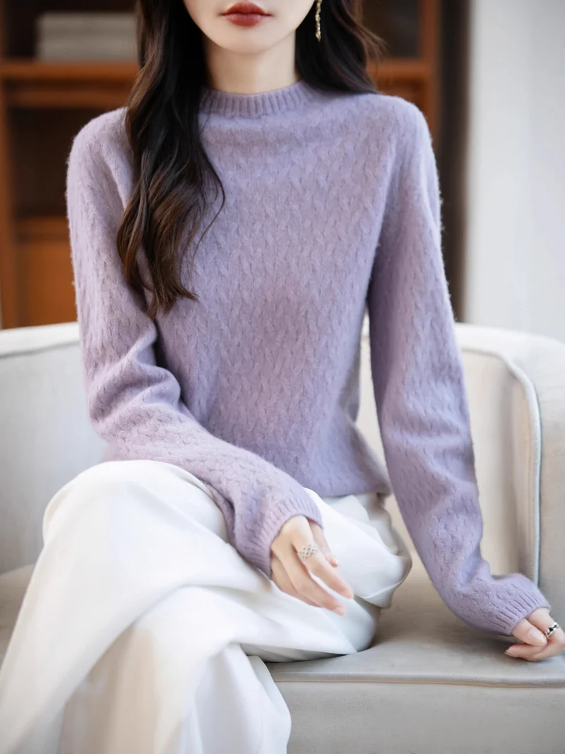 Damen Weicher Feinstrick‑Pullover mit kurzem Mockneck, leichter Mohair‑Optik und entspannter Silhouette Nord Taschen