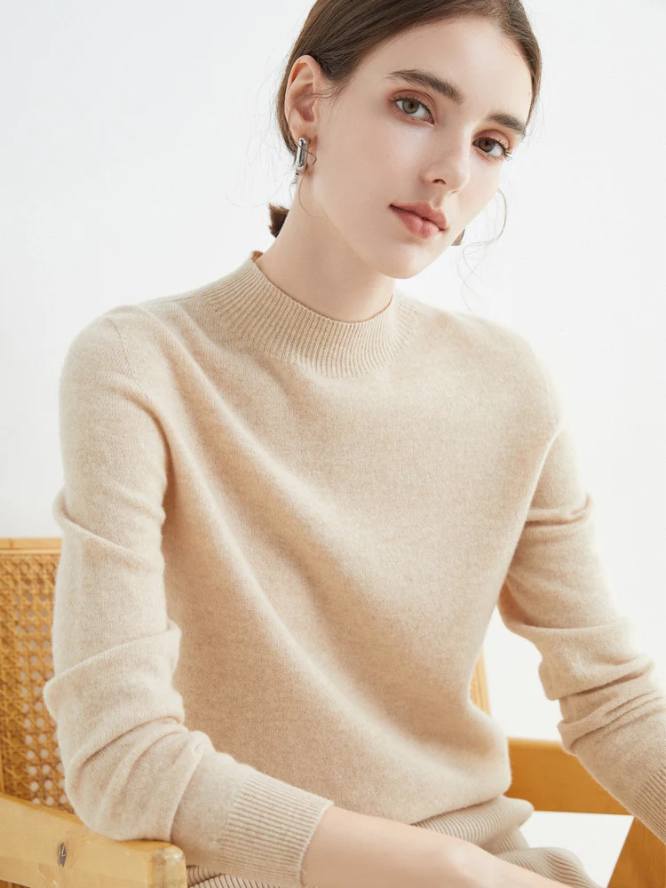 Damen Kurz-Mockneck-Pullover aus Kaschmir‑Look mit leichter Flauschoptik Nord Taschen