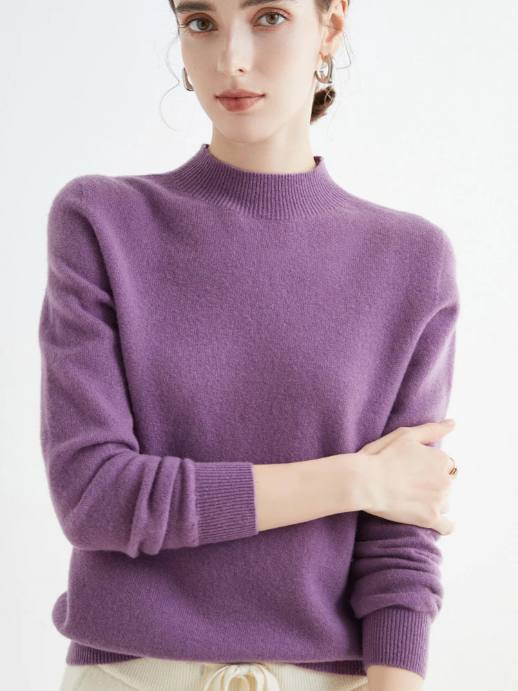 Damen Kurz-Mockneck-Pullover aus Kaschmir‑Look mit leichter Flauschoptik Nord Taschen