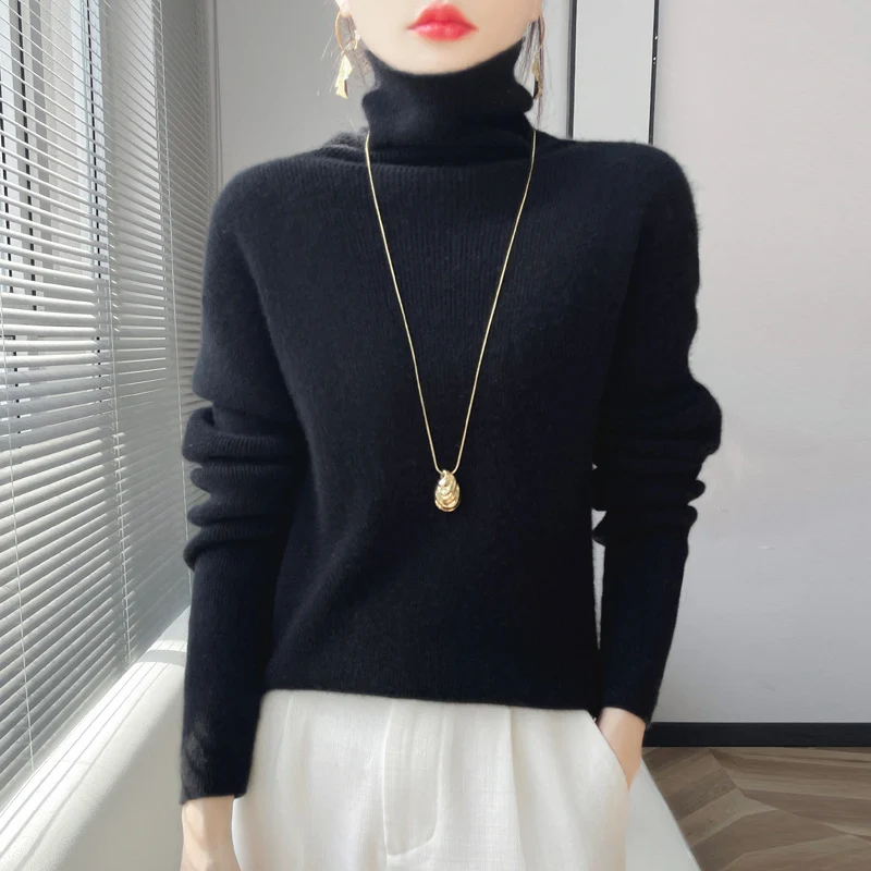 Damen Kurz geschnittener Rollkragenpullover aus weichem Kaschmir-Blend mit schmaler Silhouette Nord Taschen